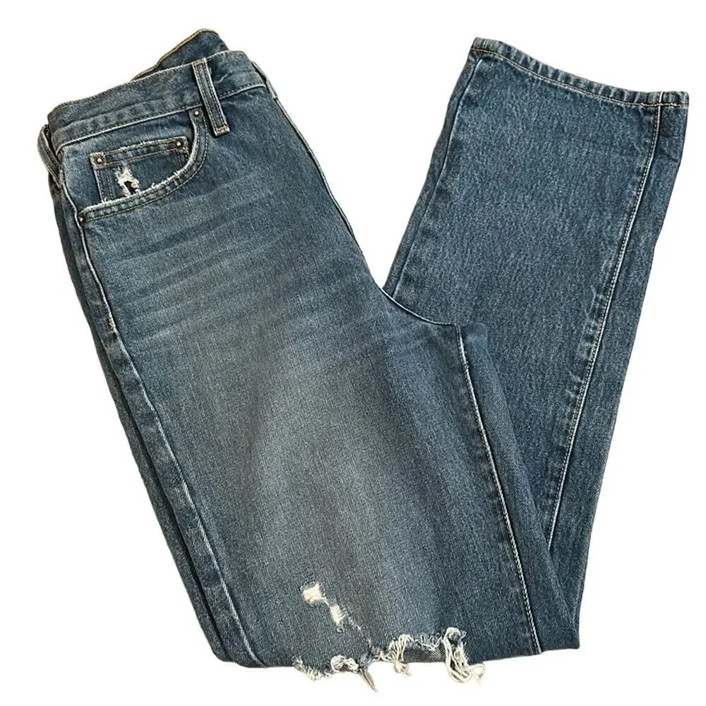 Carmar Women’s All Cotton High Rise Straight Leg Distressed Jeans Size 28 - Picture 7 of 8